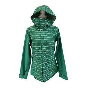 Oakley Womens Green Stripe Waterproof Hooded Jacket Size M